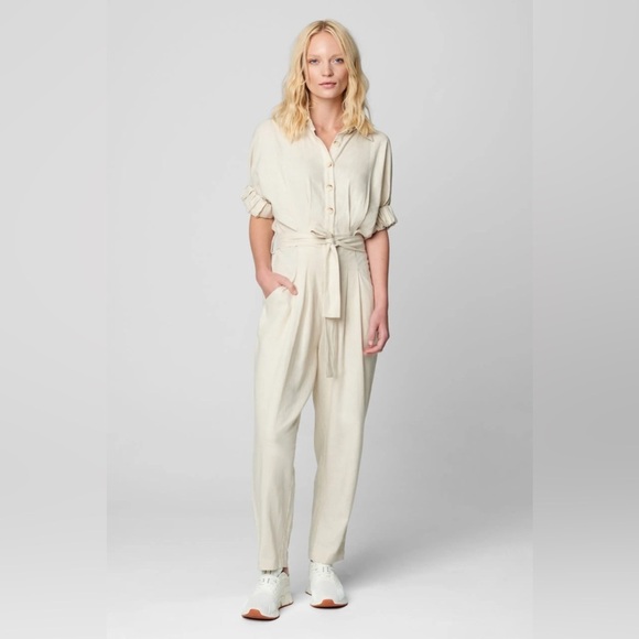 Blank NYC Linen Jumpsuit in oatmeal New With Tags Size: S - Picture 1 of 6